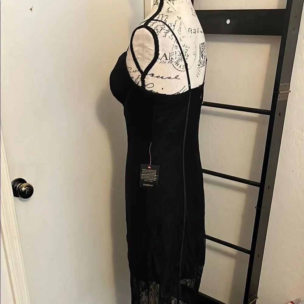 Bebe Bustier Lace Midi Elegant Black Dress Brand New Party Event Gala - Picture 5 of 16